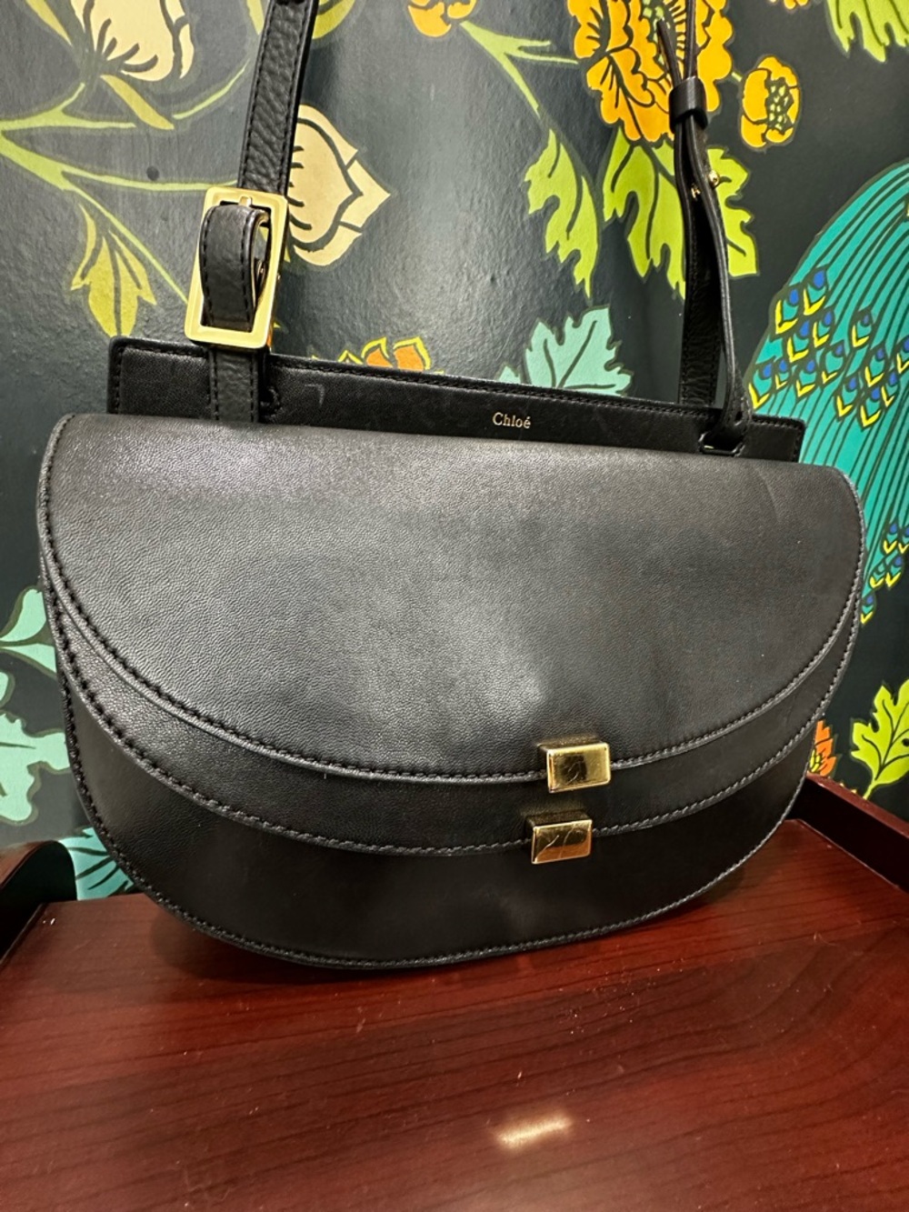 Chloé Georgia Black Calfskin Double Flap Crossbody | Made in Italy - Picture 6 of 15